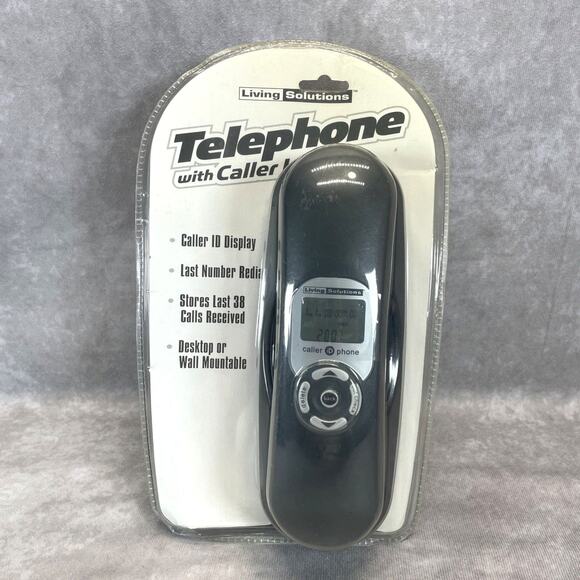 Living Solutions Corded Telephone Phone Gray/Black Caller ID LCD Mountable - Picture 1 of 8